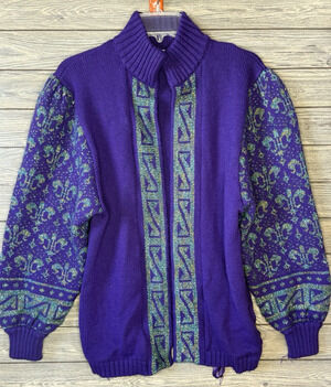 MACHO Womens Vintage Purple Cardigan Made in Austria 50% Mohair SIZE UK-6 EU-36